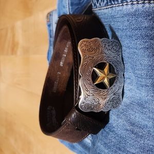 Nocona 43 Brown Leather Belt Star Buckle